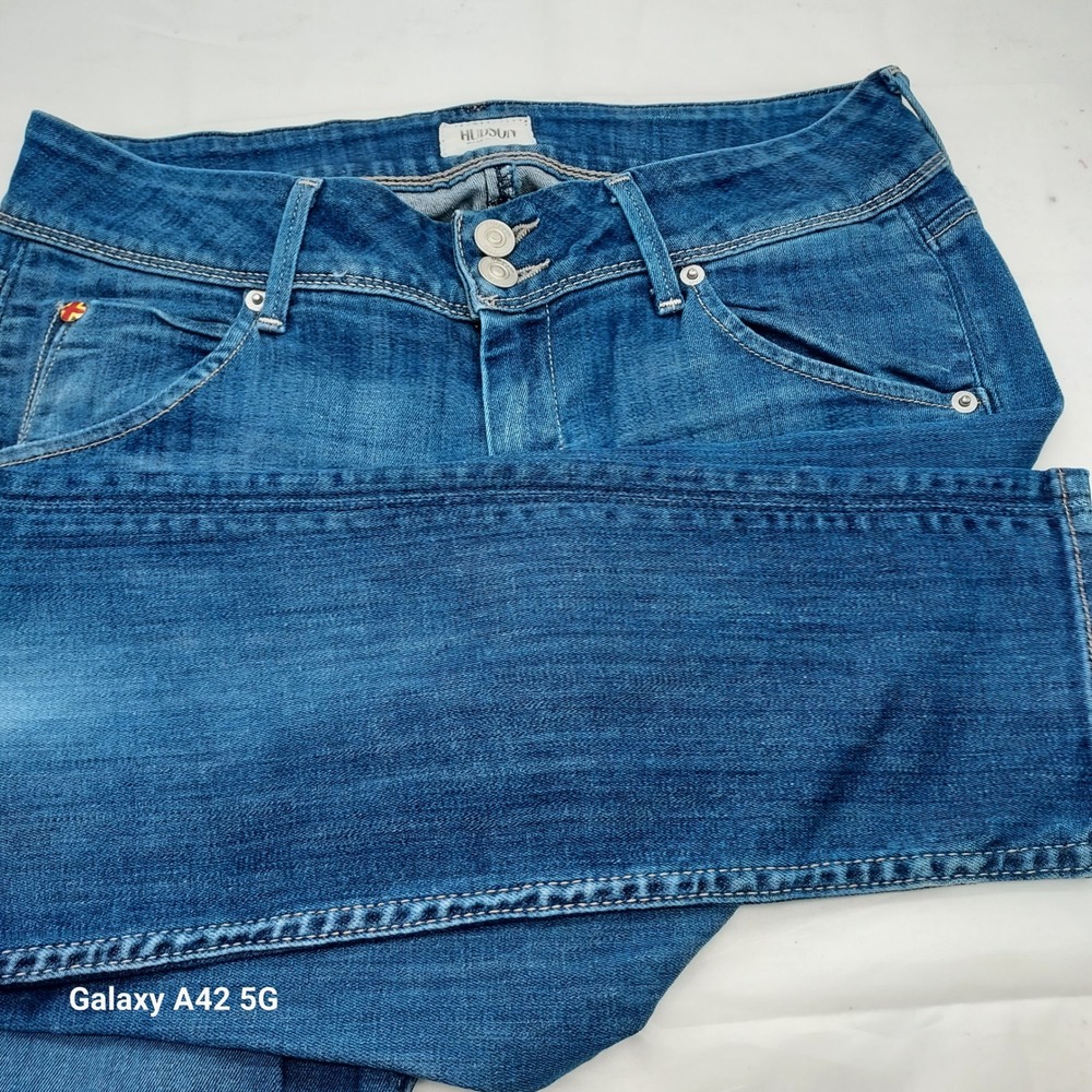 Hudson Beth Baby Bootcut Jeans Blue Mid Rise Flap Pocket Size 28 Made in USA